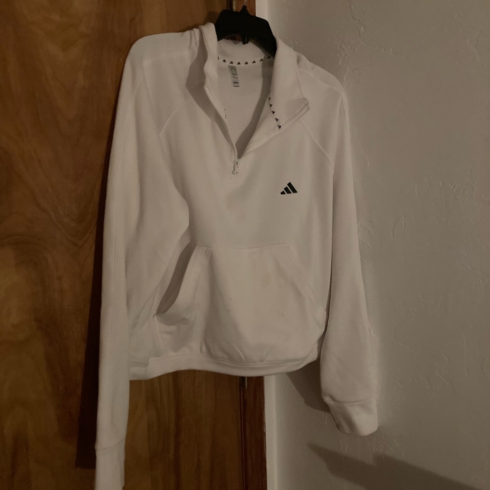 Adidas White Quarter Zip Top